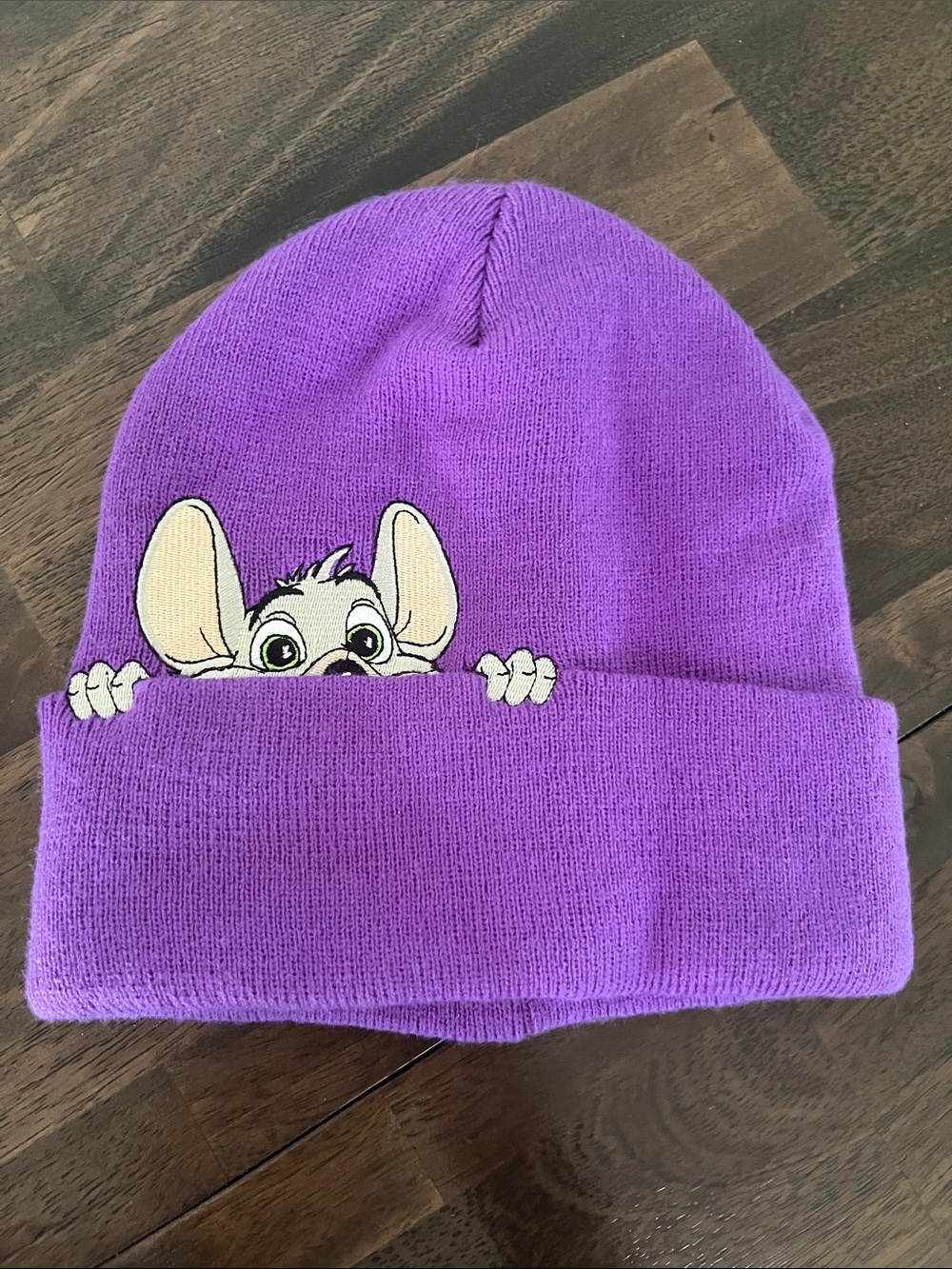 Chuck E Cheese Purple Beanie Stocking Cap Winter Hat One Size Like New 2022